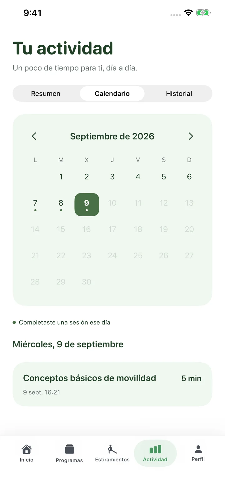El calendario de BeMoreFlex